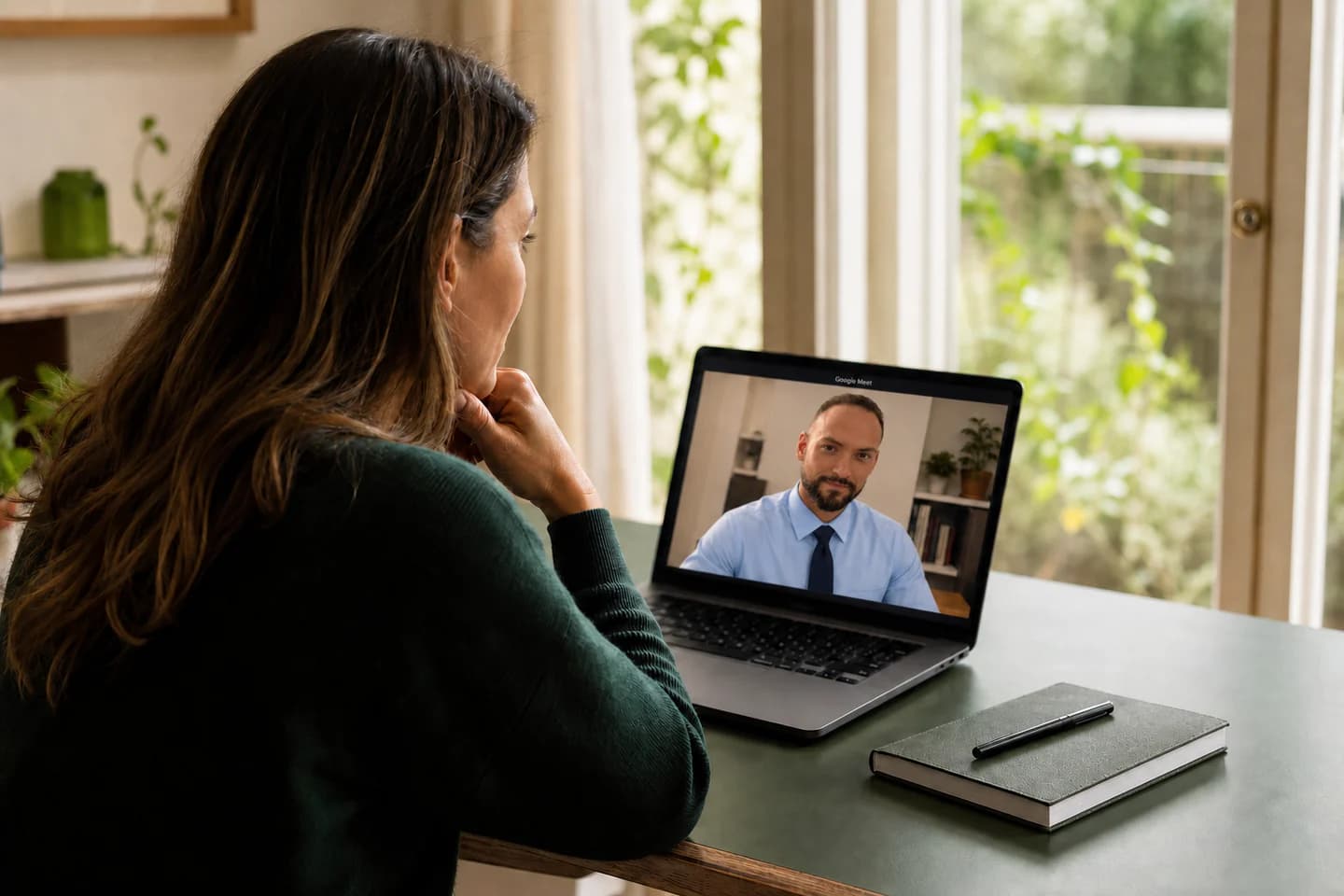 Paziente durante una consulenza nutrizionale online dal proprio computer