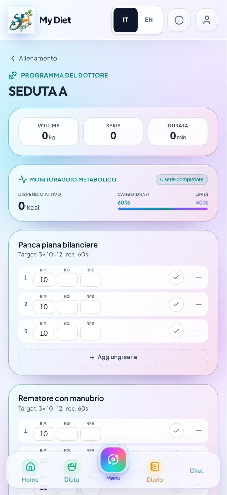 MyDiet — Allenamento