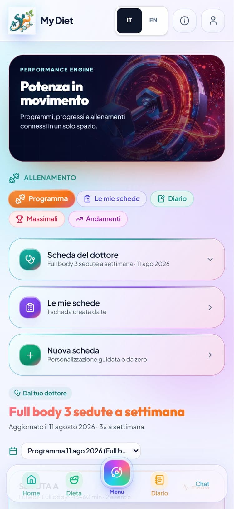 Schede di allenamento — App Paziente · MyDiet