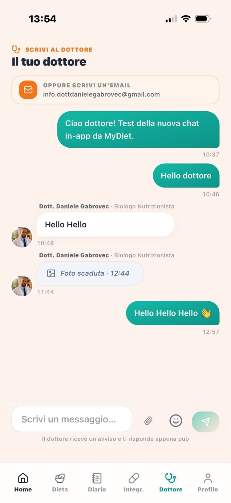 MyDiet — chat diretta col dottore