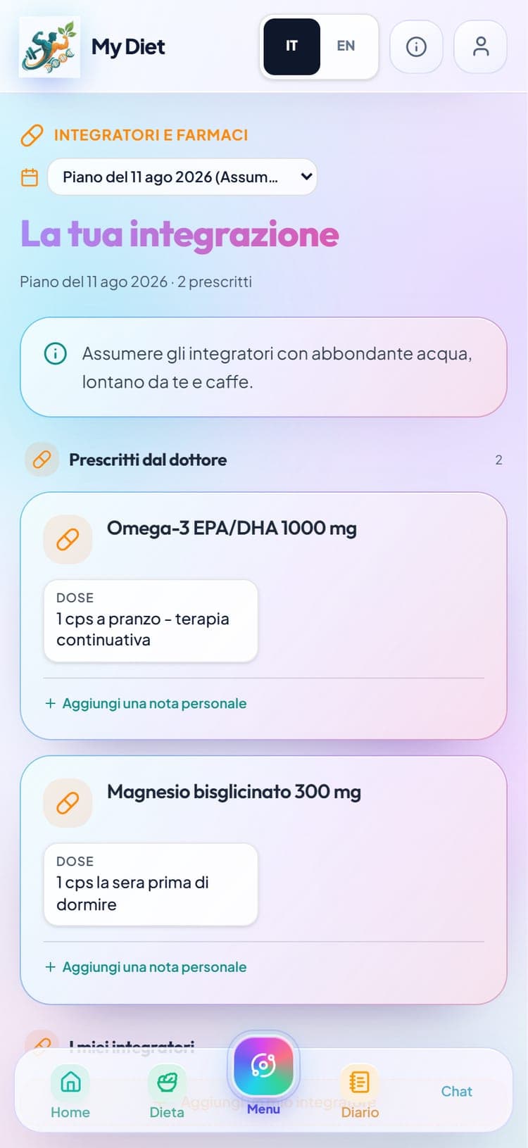 MyDiet — Integratori e farmaci