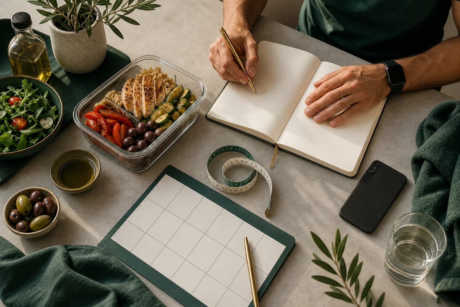 Continuità illustrativa tra alimentazione, allenamento e monitoraggio settimanale